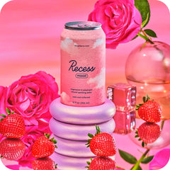 Recess Mood strawberry rose flavor swirls hinting at a comforting soothing sip