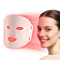 Red Mitochondria red light therapy mask front view with seven color LEDs for at-home care