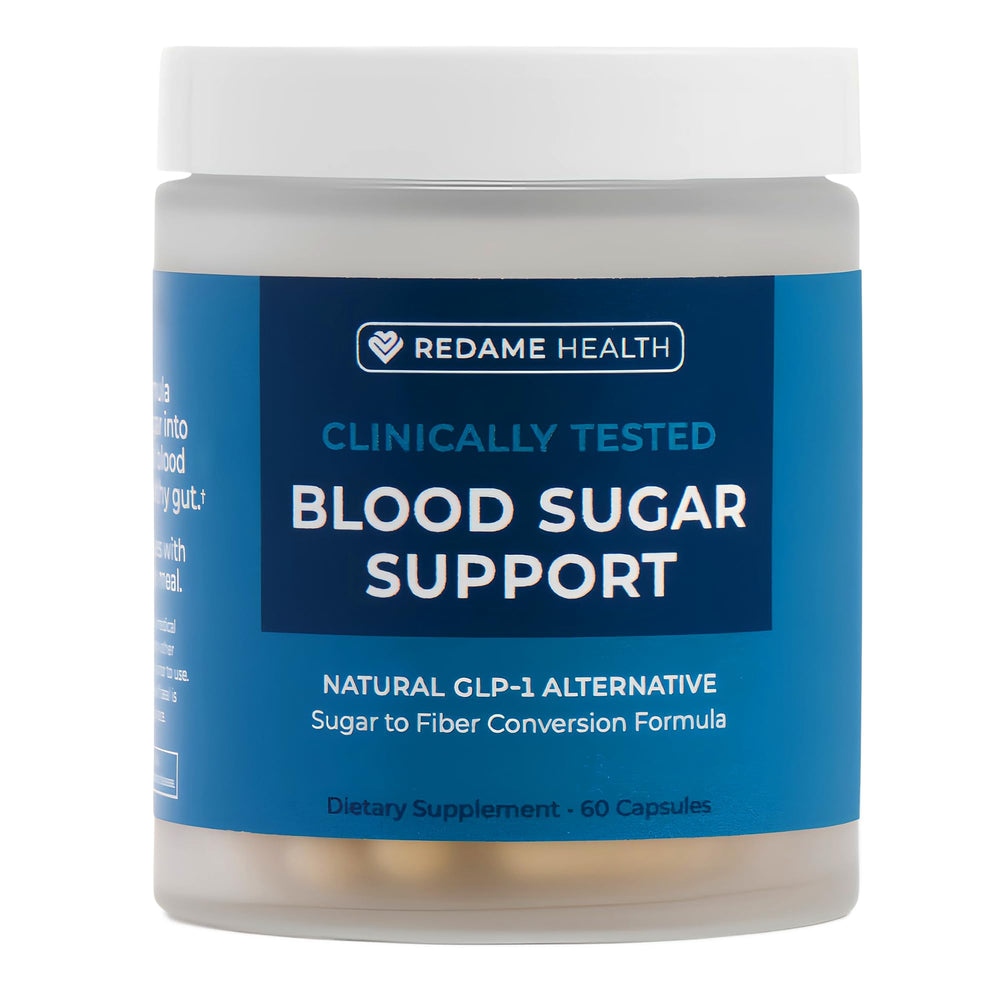 Redame Health blood sugar support bottle front shows balanced formulation for daily wellness