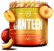 REDCON1 Canteen Plum Fusion tub closeup highlighting hydration-forward formula for workouts