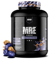 REDCON1 MRE Blueberry Cobbler tub highlights a high-protein meal replacement option.