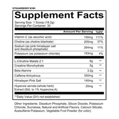 REDCON1 Total War Reloaded strawberry kiwi scoop dispensing highlights fast-acting caffeine for focused training