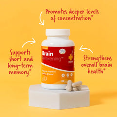 Redd Remedies Brain Awakening label close-up with ingredient details for informed choices.