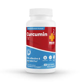 Redd Remedies Curcumin T4 bottle on desk for daily wellness, plant-based formula.
