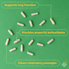 Redd Remedies Lung Care capsules close-up on the surface