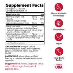 Redd Remedies Lung Care label close-up showing product details