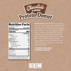 REDEFINE Chocolate Protein Donut side-view presents a quick, high-protein bite for busy mornings.