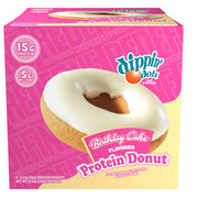 REDEFINE Dippin' Dots Birthday Cake Donut pack shows a ready-to-snack protein option.