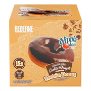REDEFINE Dippin' Dots Protein Donut chocolate chip cookie dough close-up showing texture and protein-rich bite