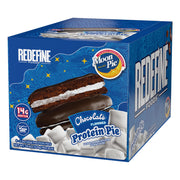 REDEFINE Protein Pie MoonPie Chocolate pack front, convenient 8-count for on-the-go fueling.