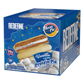 REDEFINE Protein Pie Vanilla packaging shows an eight-count box for easy snacking