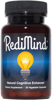 RediMind bottle front displays branding for daily cognitive support