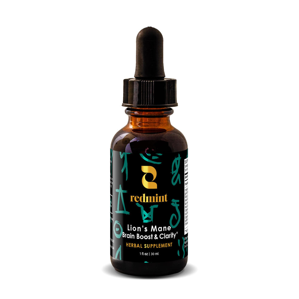 Redmint Lion's Mane tincture bottle for daily focus support.