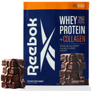 Reebok ReeBuild tub front view showing 25g protein blend for daily support