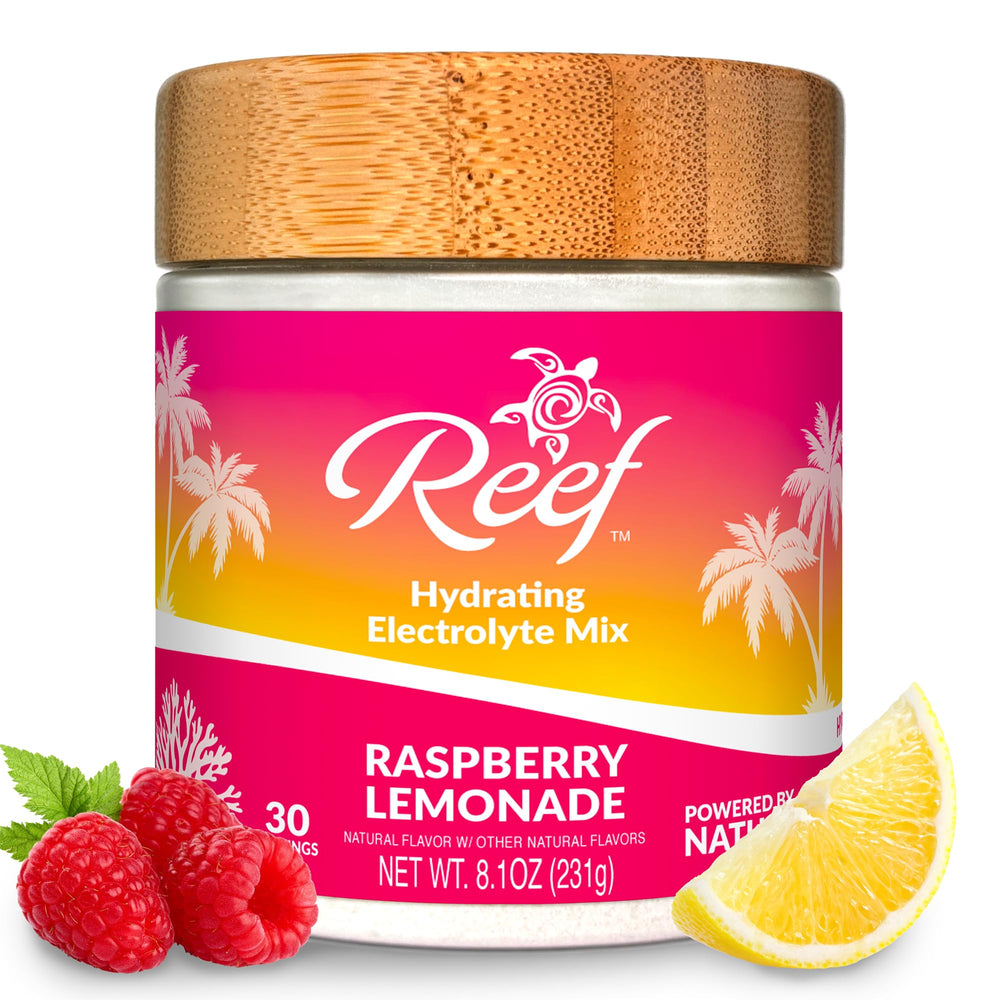 Reef Replenish bottle front view for quick, tasty hydration on the go.