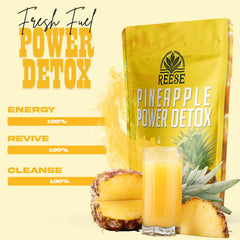 Close-up of papaya leaf powder and psyllium in REESE Detox blend