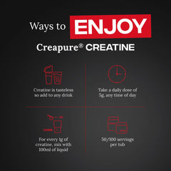 Reflex Nutrition Creapure Creatine scoop and dispensing close-up for easy dosing