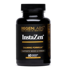 Regen Labs Instazen bottle-front view highlighting convenient natural stress relief.