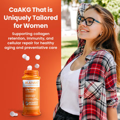 Rejuvant AKG tablets poured into hand for easy daily intake.