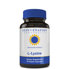 Rejuvenation Therapeutics L-Lysine bottle with vegan capsules for daily skin support