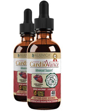 Rejuvica Health CardioVance bottle and dropper for easy, alcohol-free intake.