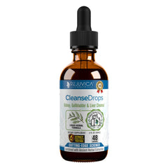 Rejuvica Health Cleanse Drops bottle closeup for easy detox support