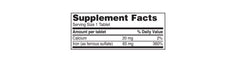Reliable-1 iron supplement tablet closeup, 65 mg iron per pill