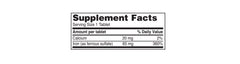 Reliable-1 iron supplement label shows ferrous sulfate content