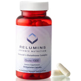 Relumins L-Glutathione bottle front view for glow potential.