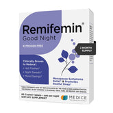 Remifemin Good Night bottle label, easy nightly routine and branding.