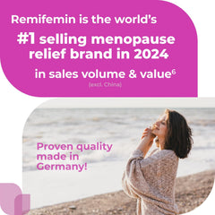 Remifemin tablets close-up highlights black cohosh formula.