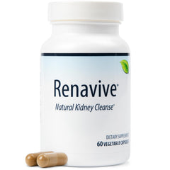 Renavive Kidney Cleanse bottle front view, premium formula for urinary wellness