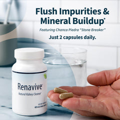 Renavive Kidney Cleanse ingredients list featuring Chanca Piedra and Celery Seed