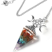 RENEMEGO Rainbow Stone Pendulum with chain for chakra meditation and energy balancing