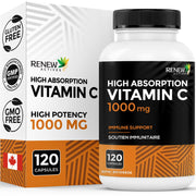 Renew Actives Vitamin C 1000mg bottle label close-up highlighting antioxidant support