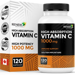 Renew Actives Vitamin C 1000mg bottle label close-up highlighting antioxidant support