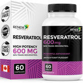 Renew Actives Resveratrol 600mg bottle—premium antioxidant complex.
