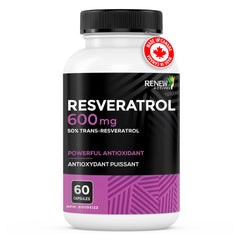 Close-up of Renew Actives Resveratrol capsules for daily wellness.