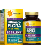 Renew Life Colon Care bottle front shows a high-potency probiotic for daily gut support.