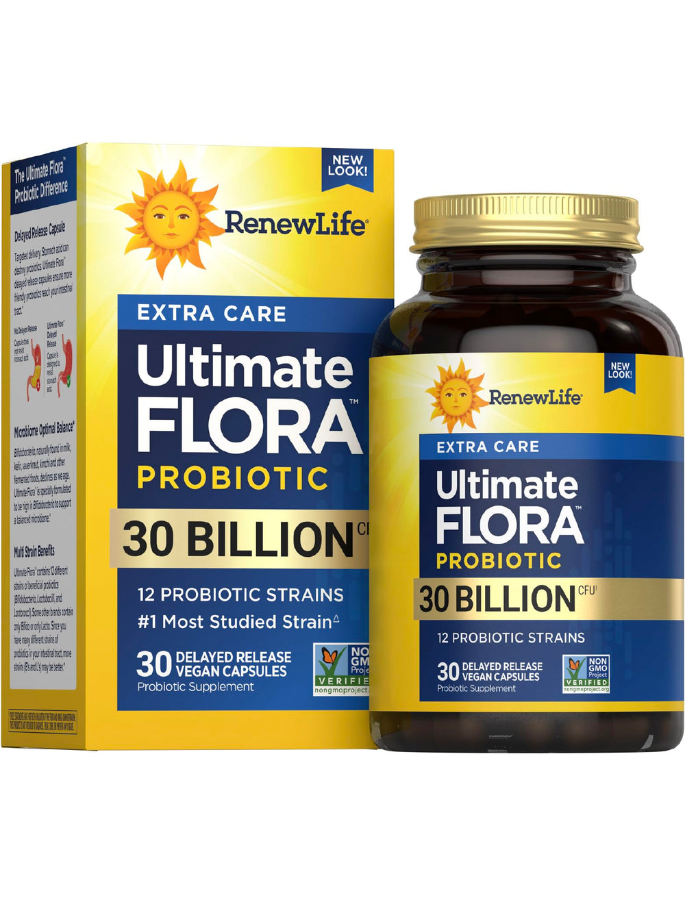 Renew Life Extra Care Digestive Probiotic bottle with 30B CFU for daily gut and immune health.