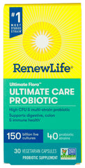 Renew Life Probiotic 150B Ultmt Care bottle for daily digestive balance support.