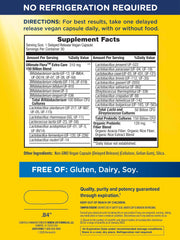 Renew Life Ultimate Flora bottle back label highlights diverse strains for gut balance.