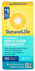 Renew Life Ultimate Flora Men’s Care probiotic bottle supports daily wellness.