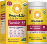 Renew Life Women PRBIOTIC PRE Daily bottle shown for daily wellness support.
