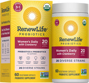 Renew Life Women PRBIOTIC PRE Daily bottle shown for daily wellness support.