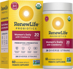 Renew Life Women PRBIOTIC PRE Daily bottle shown for daily wellness support.
