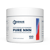 Renue by Science NMN powder in 100g jar highlighting purity and fast sublingual absorption