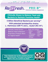 RepHresh Pro-B bottle on shelf signals a monthly wellness routine.