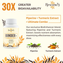 Resciency Detox Binder bentonite clay capsules for daily balance and nourishment.
