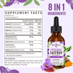Resciency liposomal saffron drops pour demonstrating precise saffron dosage per serving